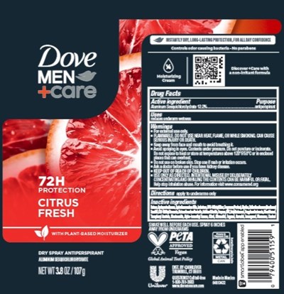 Label (Dove Men Care Citrus Fresh 72h Dry Spray Antiperspirant   Artwork)